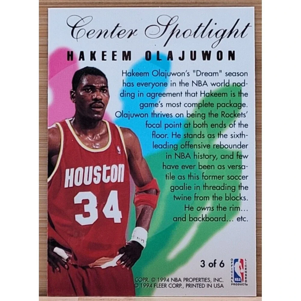 1994-95 FLAIR‎ HAKEEM OLAJUWON CENTER SPOTLIGHT